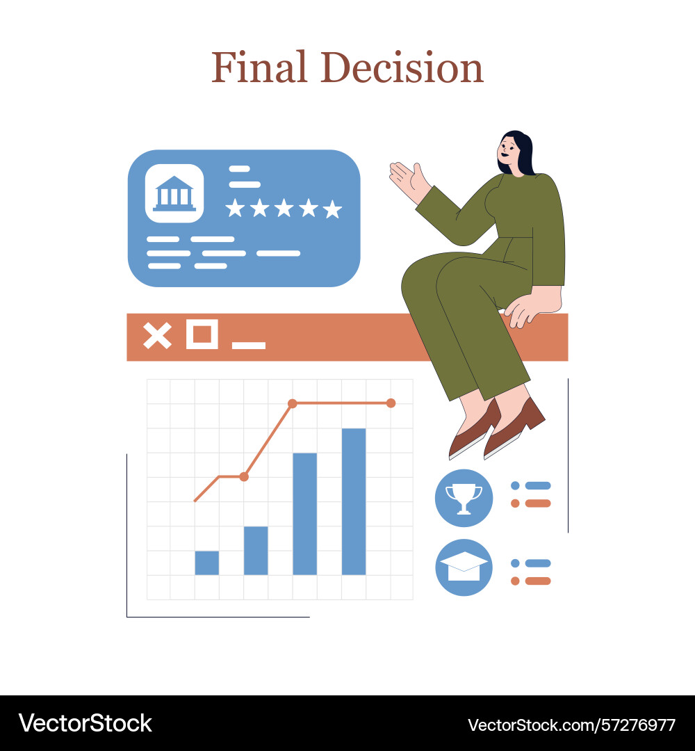 Final decision visual overview of data analysis Final decision visual overview of data analysis vector image