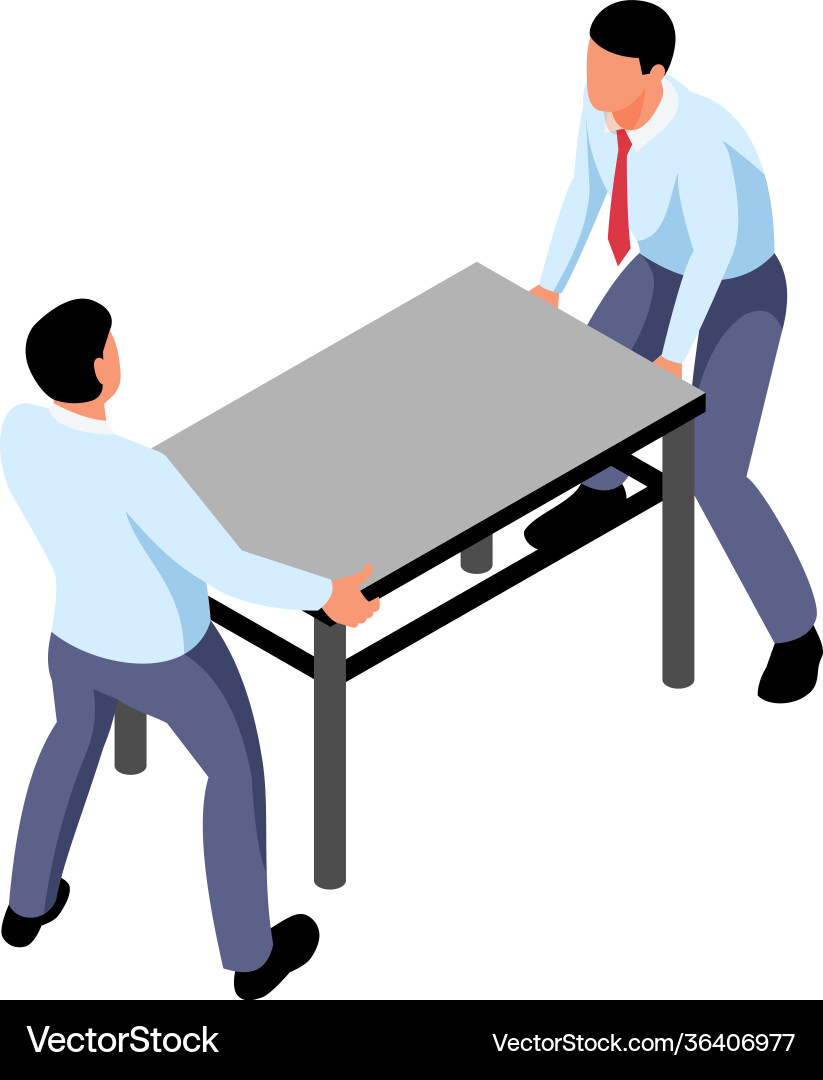 Moving office table composition vector image