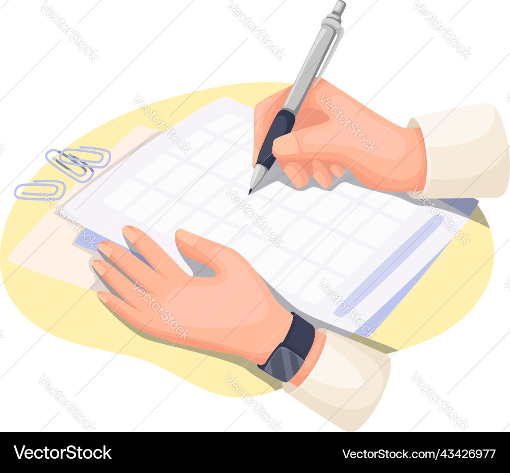 Planner compiling schedule in notepad Planner compiling schedule in notepad vector image