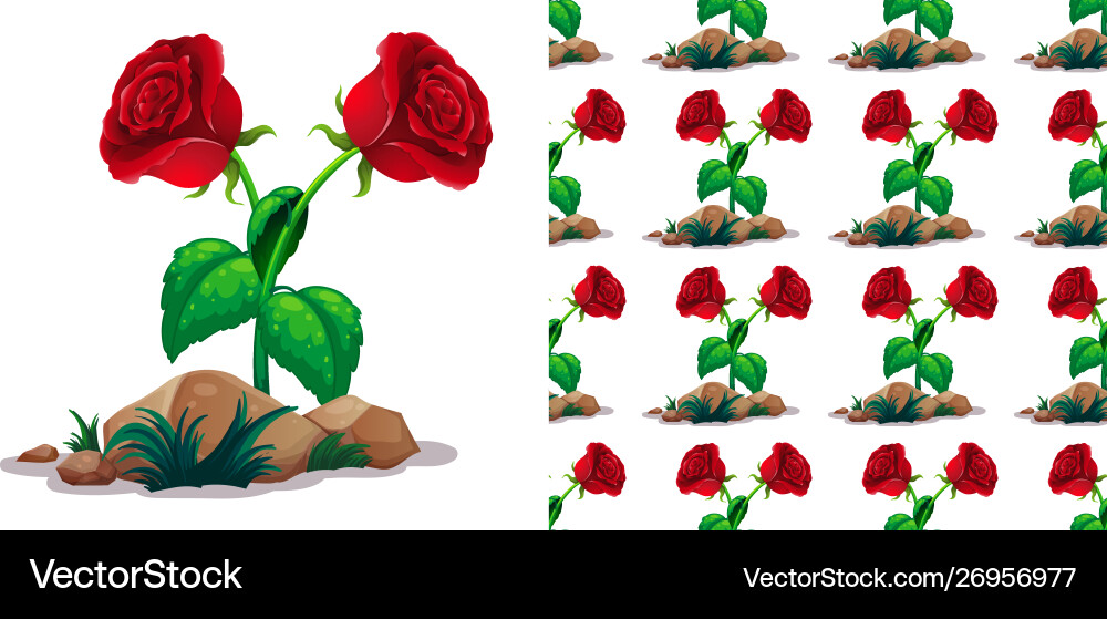 Seamless background design with red roses Vector Image