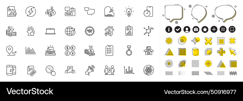 Set of megaphone timer app and report line icons Set of megaphone timer app and report line icons vector image