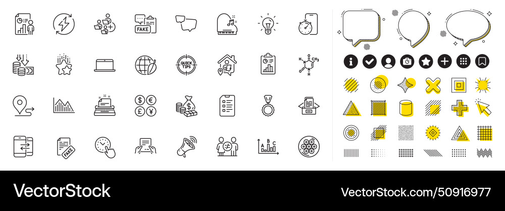 Set of megaphone timer app and report line icons vector image