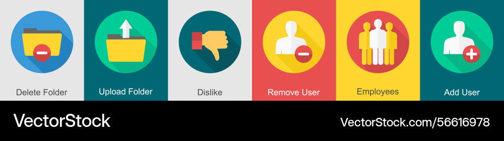 A set of 6 user interface icons as delete folder vector image