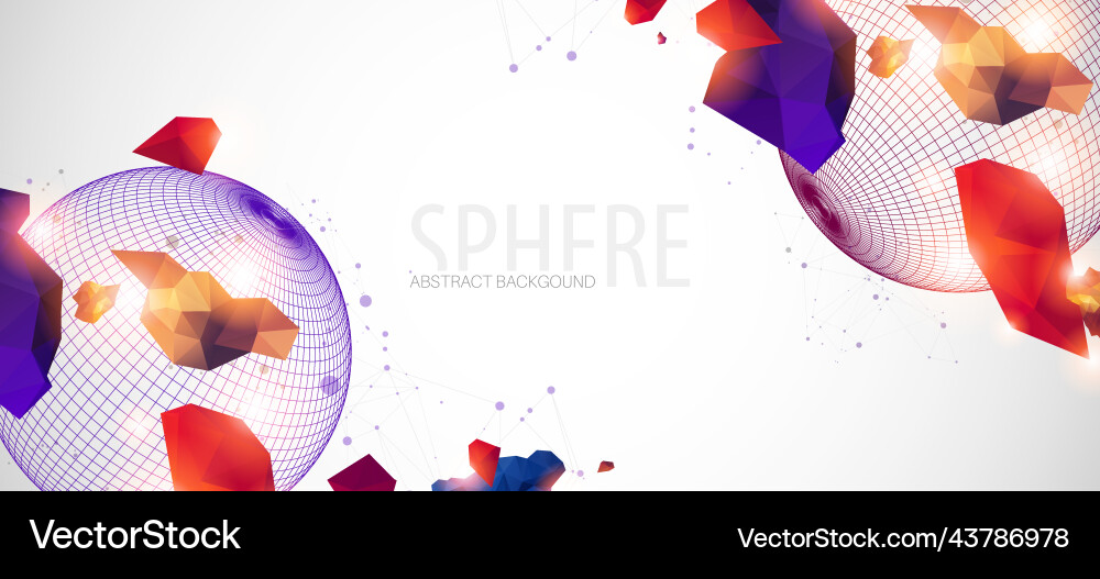 Abstract sphere background with plexus effect 3d vector image