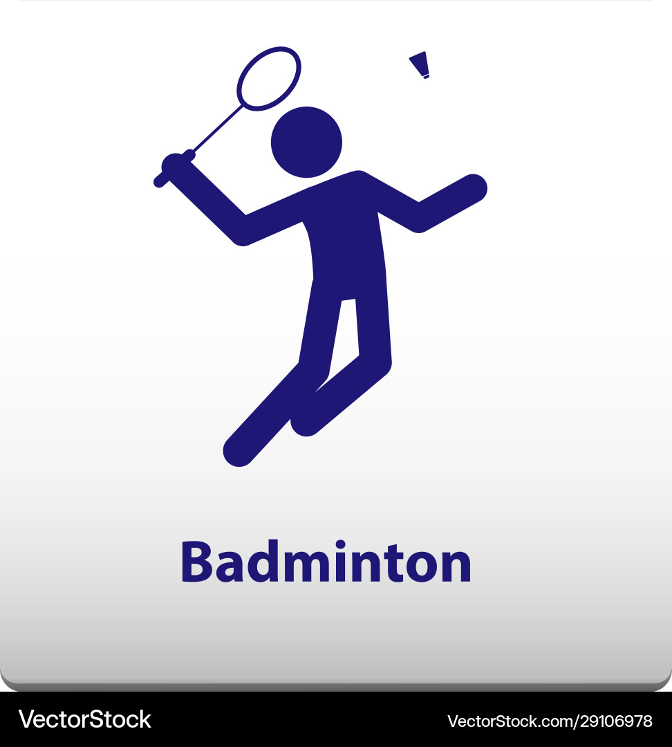 Badminton sport symbol stickman solid icon Badminton sport symbol stickman solid icon vector image