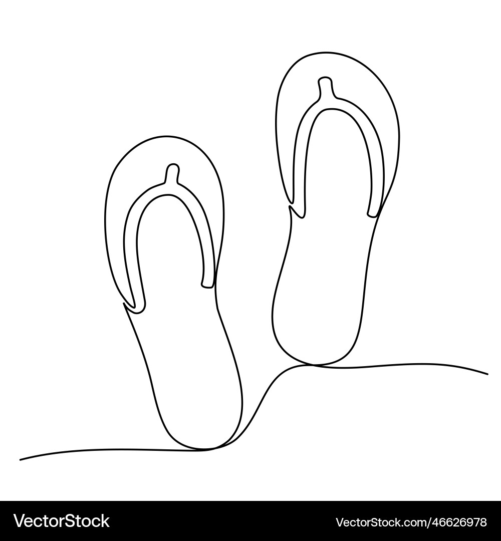 Continuous one line drawing of flip flops Vector Image