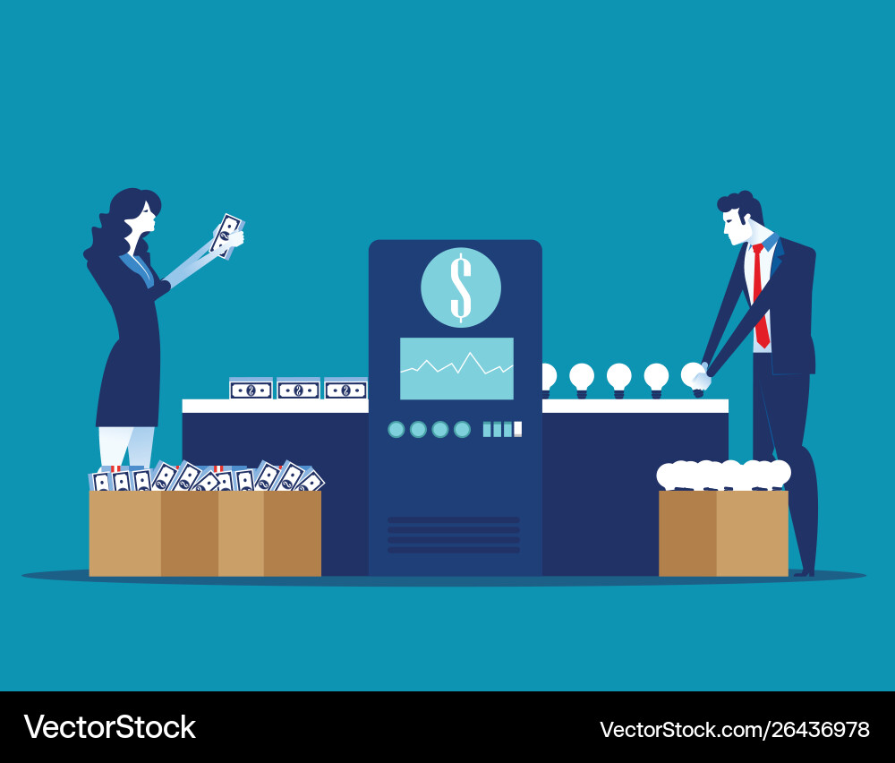 Employee concerts ideas into money concept Employee concerts ideas into money concept vector image