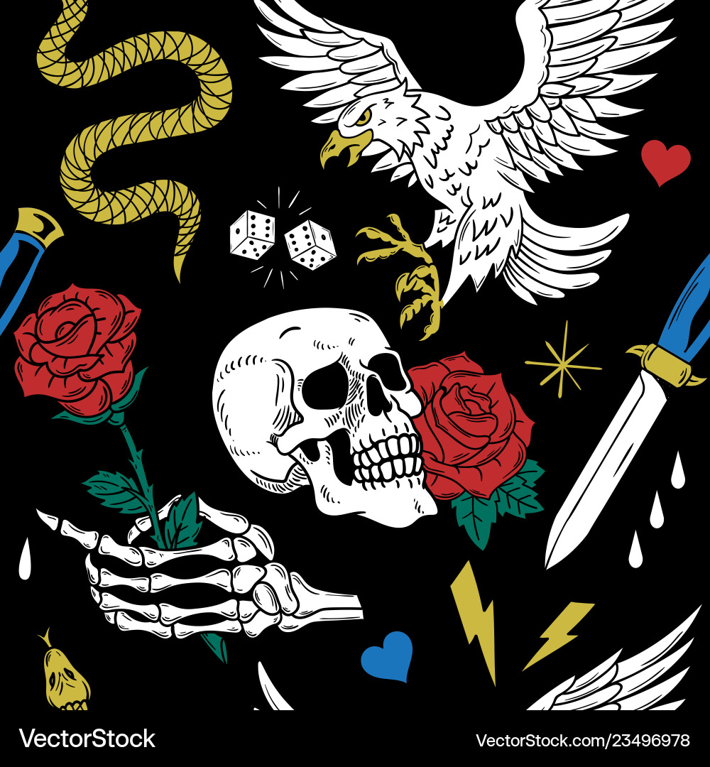 Old School Tattoo Pattern Vector Image