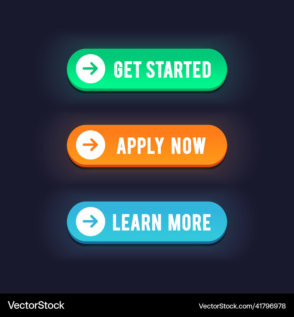 Round button set with different text Round button set with different text vector image