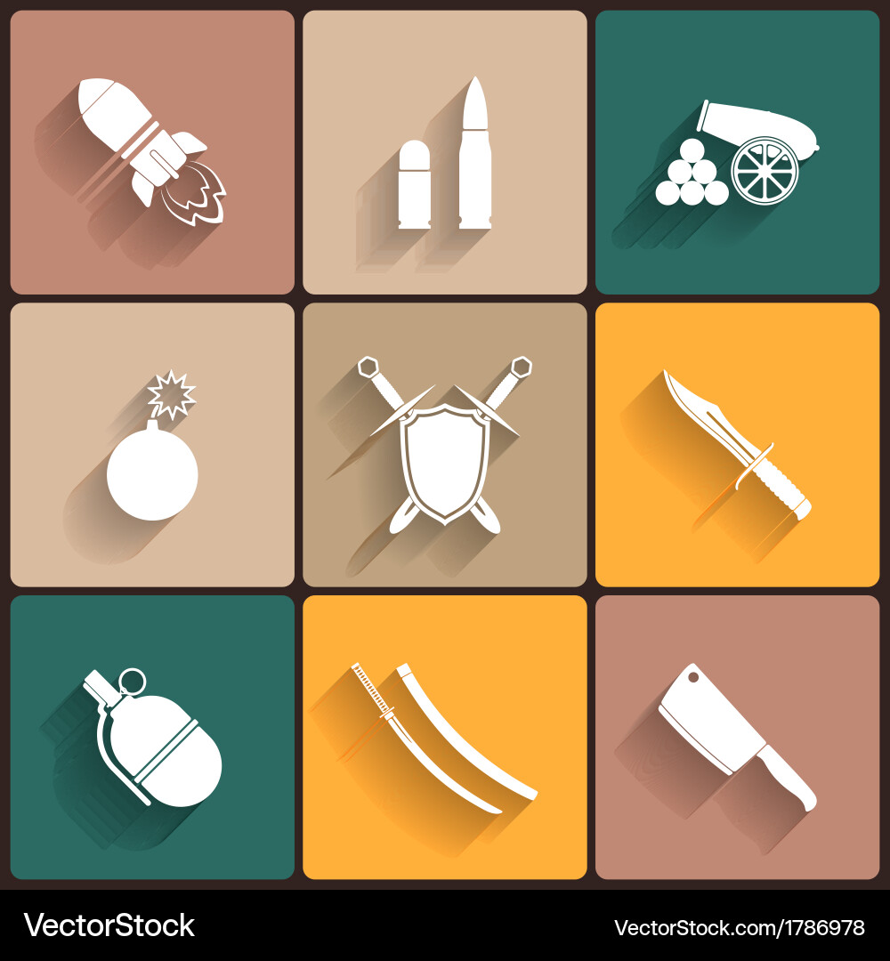 Weapon Icon Set - Sharp Objects Vector Image