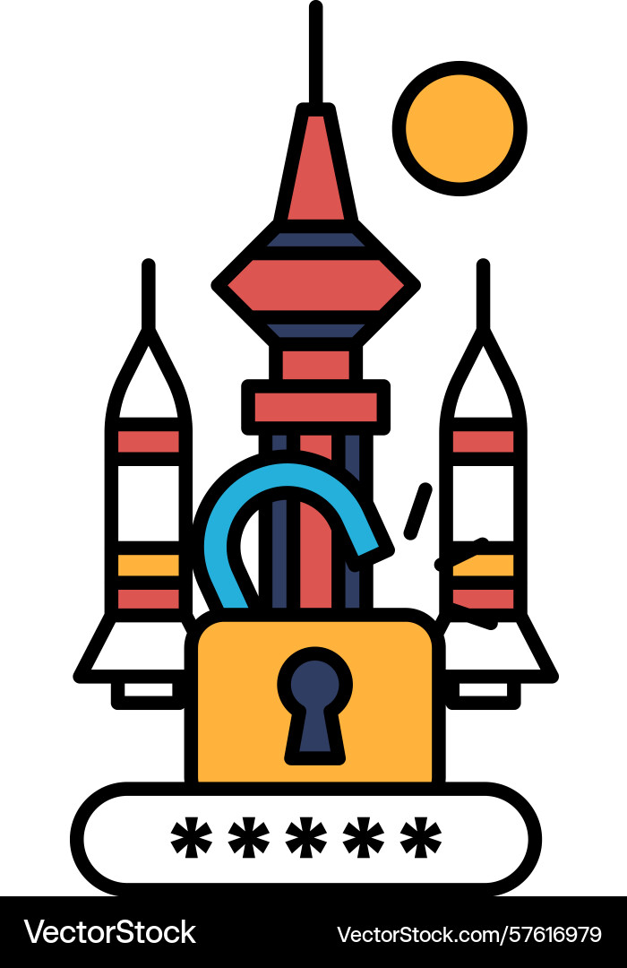 A building with lock on it and keyhole A building with lock on it and keyhole Vector Image