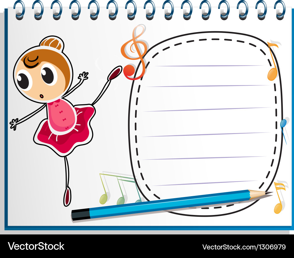 A notebook with drawing of ballet dancer vector image