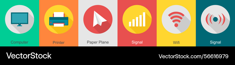 A set of 6 user interface icons as computer vector image