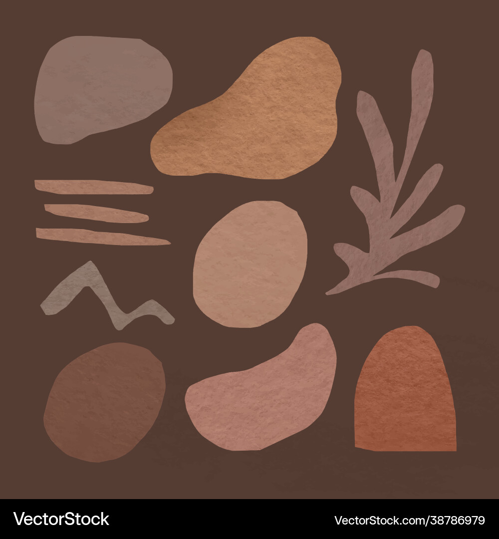 Abstract shape element in earth tone design set Vector Image