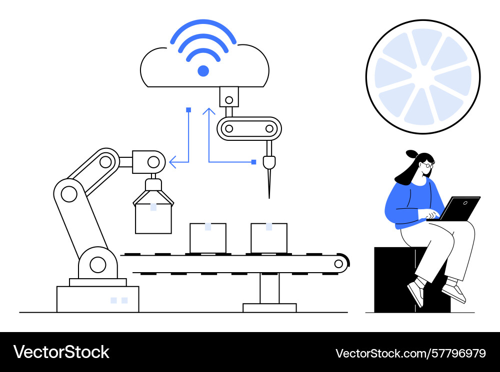 Automated smart manufacturing with cloud Automated smart manufacturing with cloud Vector Image