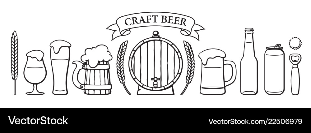 Beer Objects - Diverse Shapes vector image