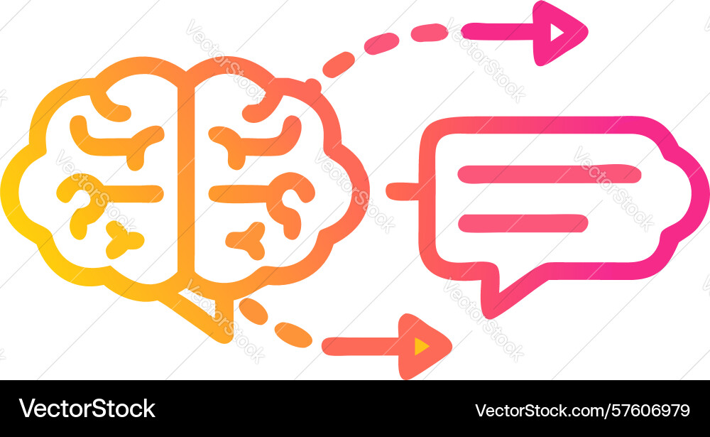 Brain and chat interaction icon thought exchange vector image