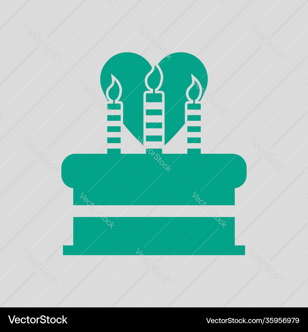 Cacke with candles and heart icon Cacke with candles and heart icon vector image