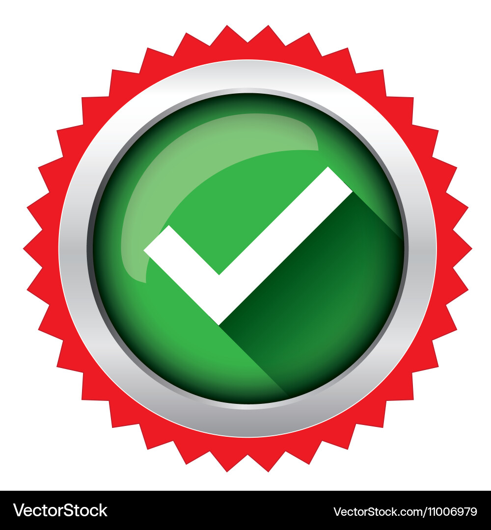 Check Mark Icon - Red Border Vector Image
