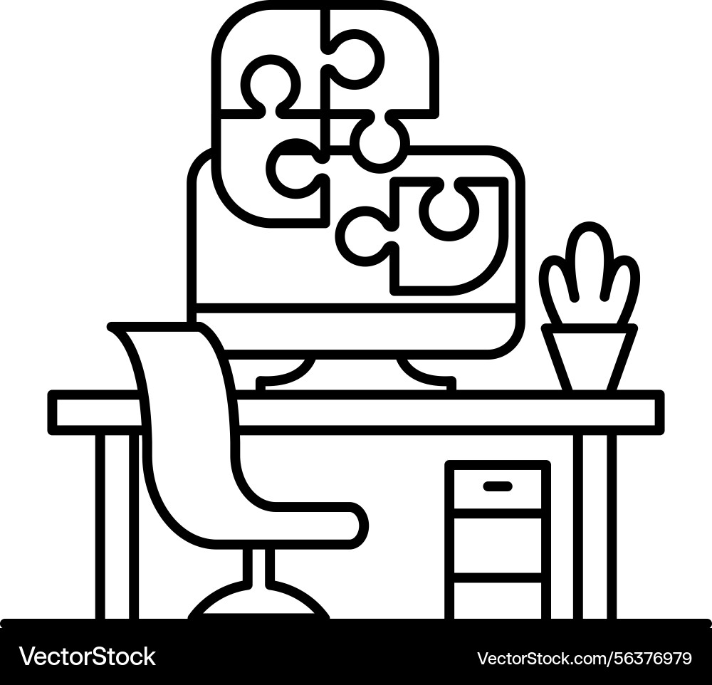 Computer monitor is displayed on a desk Computer monitor is displayed on a desk vector image