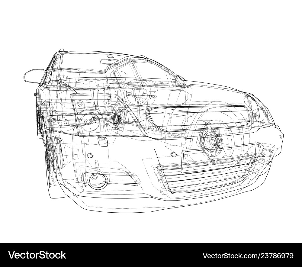 Concept car rendering of 3d Vector Image