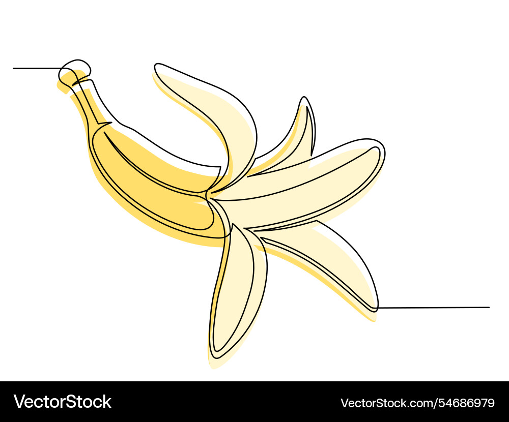 Continuous one line open yellow banana vector image