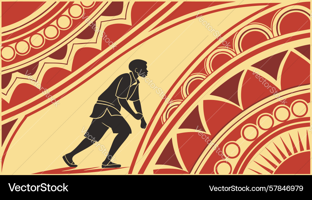 Dynamic runner with tribal patterns motion Vector Image