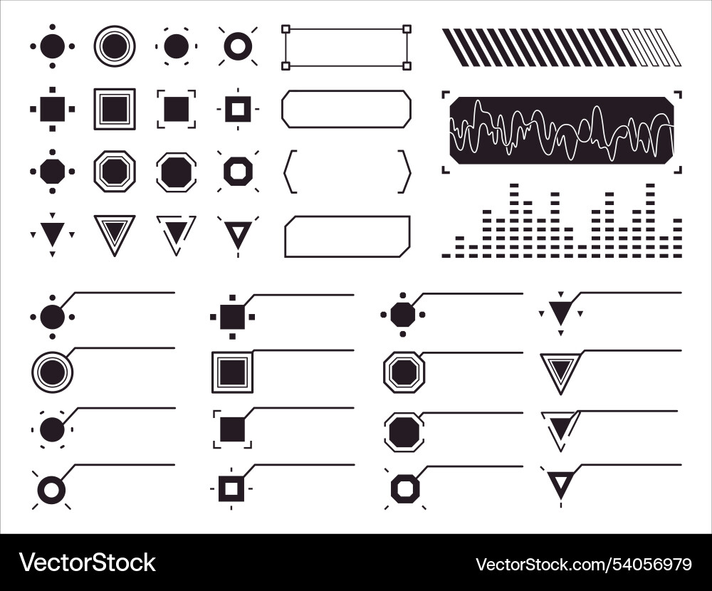 Hud elements head-up display ornament abstract Vector Image
