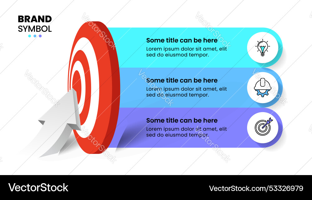 Infographic template dartboard with arrow and 3 Infographic template dartboard with arrow and 3 vector image