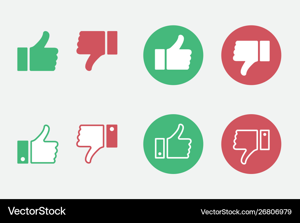 Like and dislike icon set thumbs up Like and dislike icon set thumbs up vector image