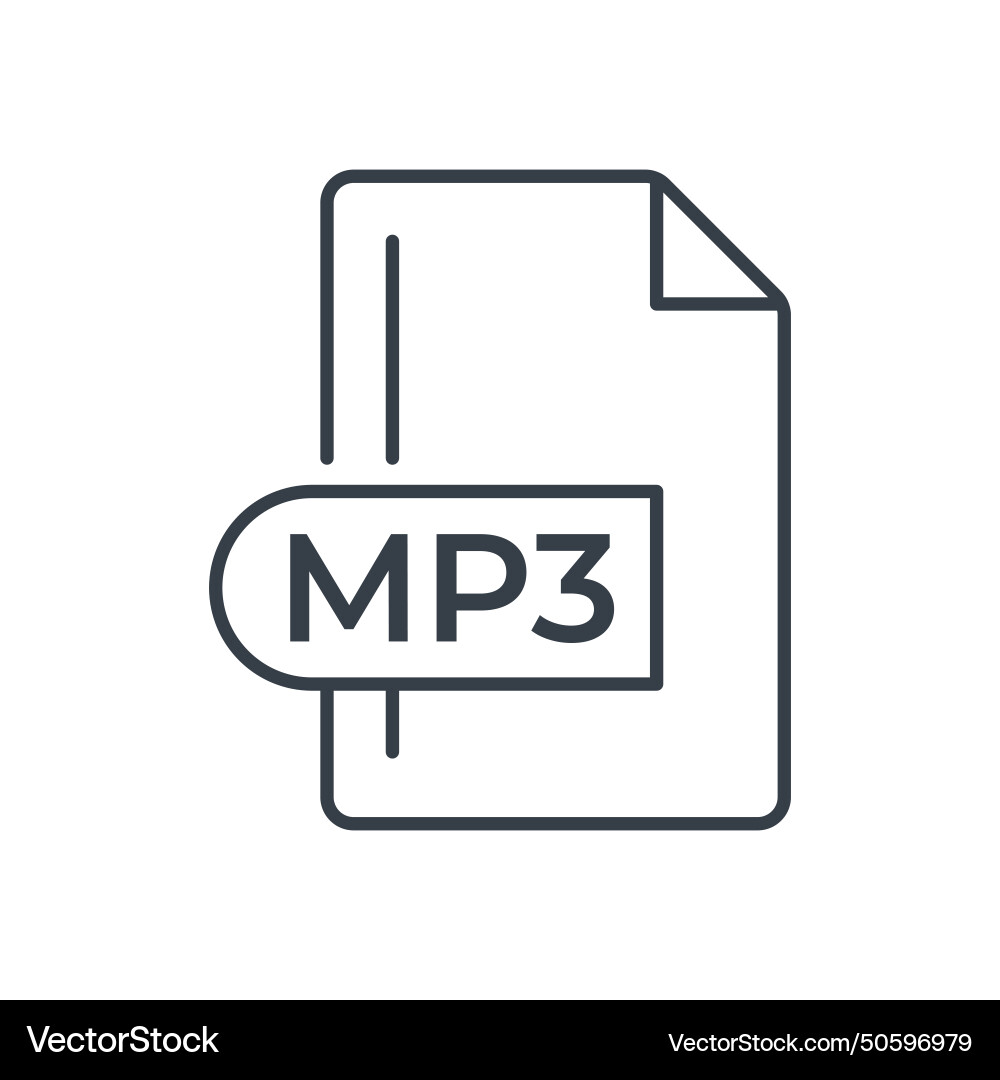 Mp3 file format icon extension line vector image