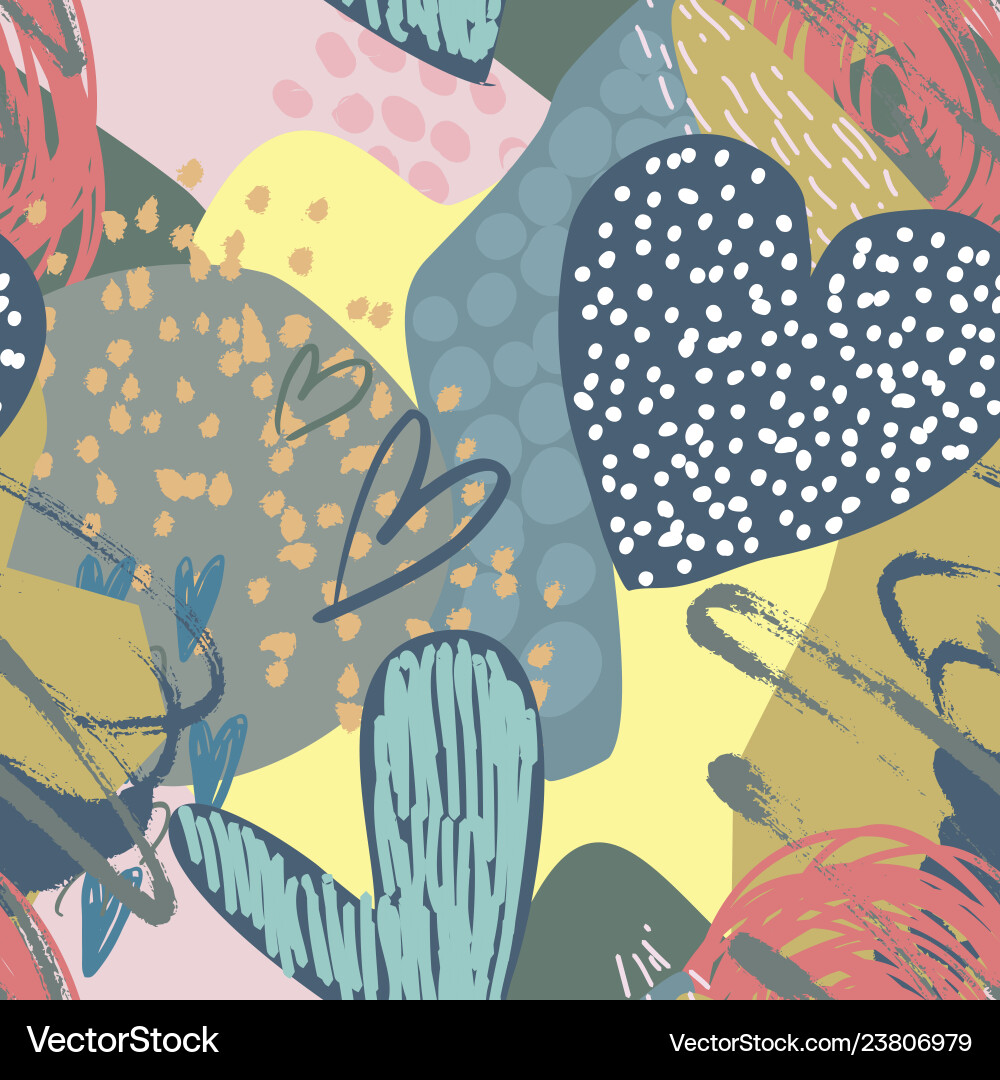 Seamless pattern with hand drawn hearts Royalty Free Vector