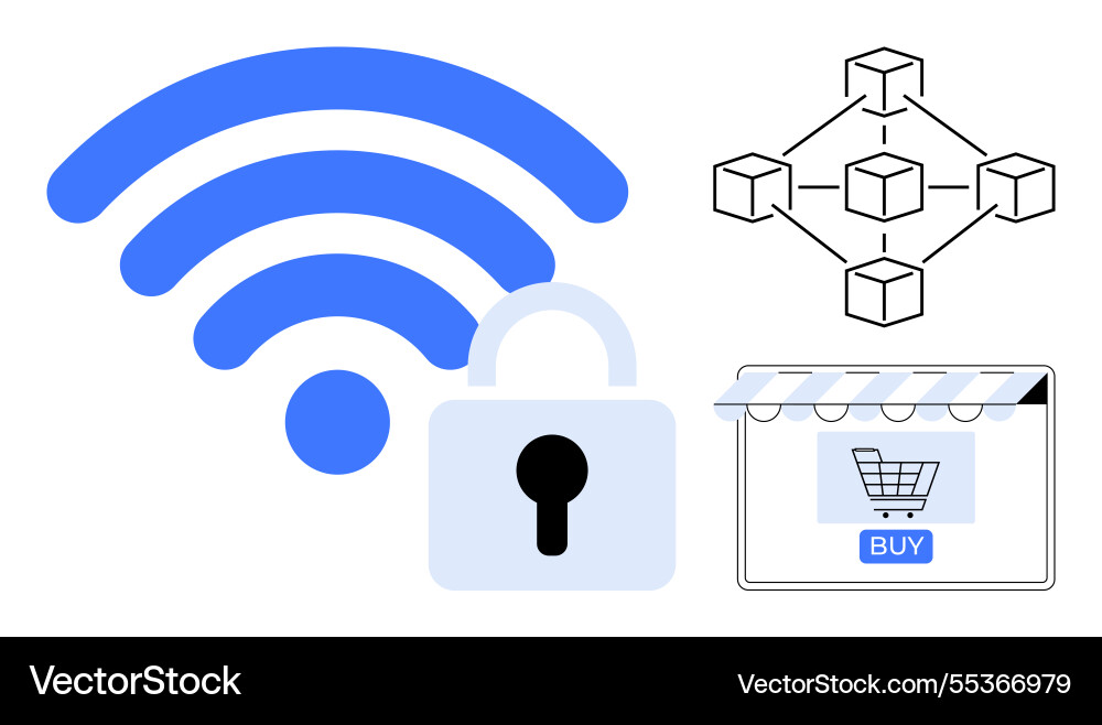 Secure wireless connectivity Secure wireless connectivity vector image