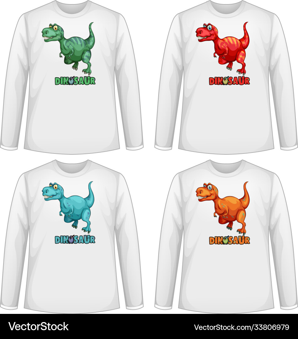 Set different colour dinosaur screen on long Set different colour dinosaur screen on long vector image