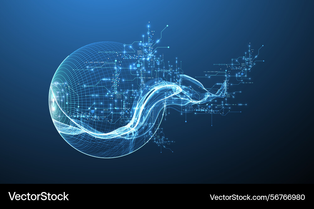 Abstract data wave with sphere and futuristic Abstract data wave with sphere and futuristic vector image