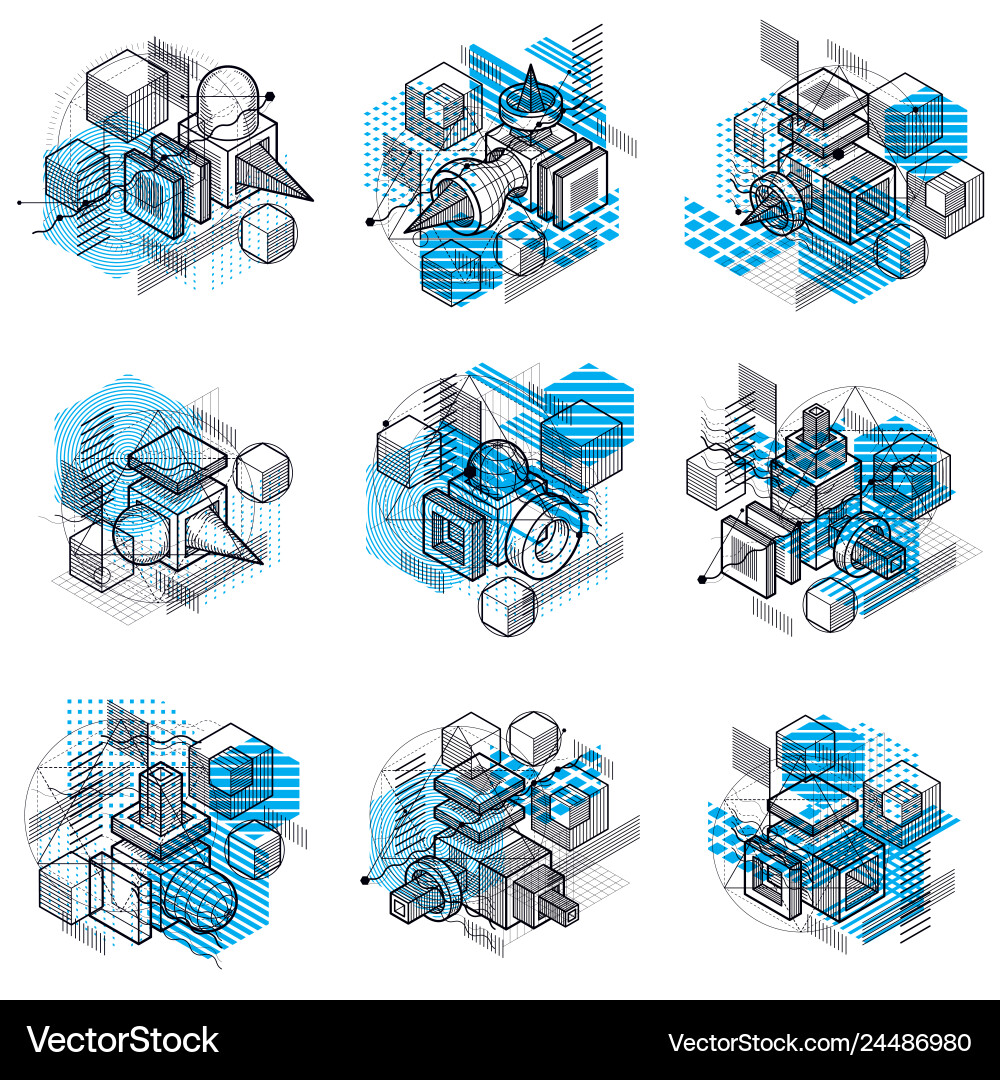 Abstract isometrics backgrounds 3d layout Vector Image