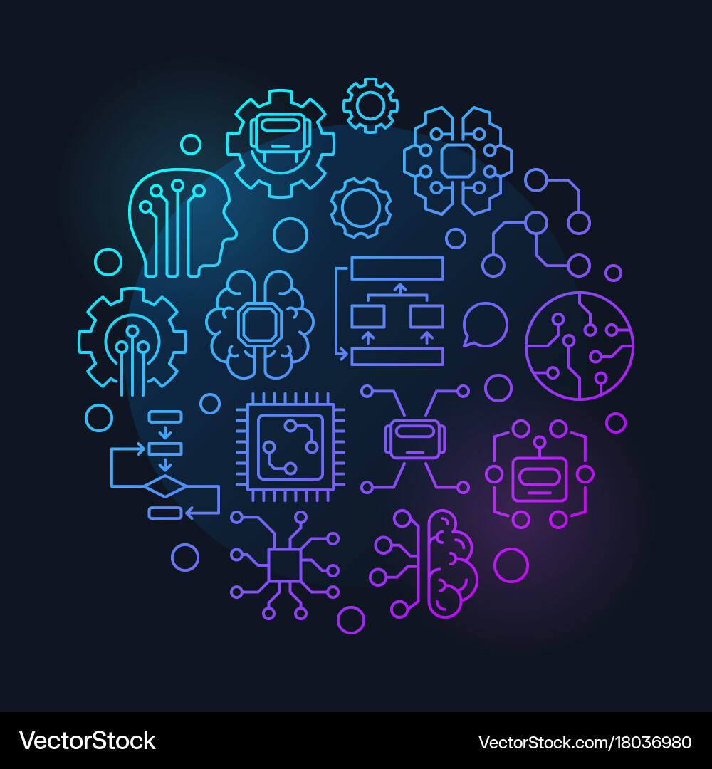 Artificial intelligence round colorful Royalty Free Vector
