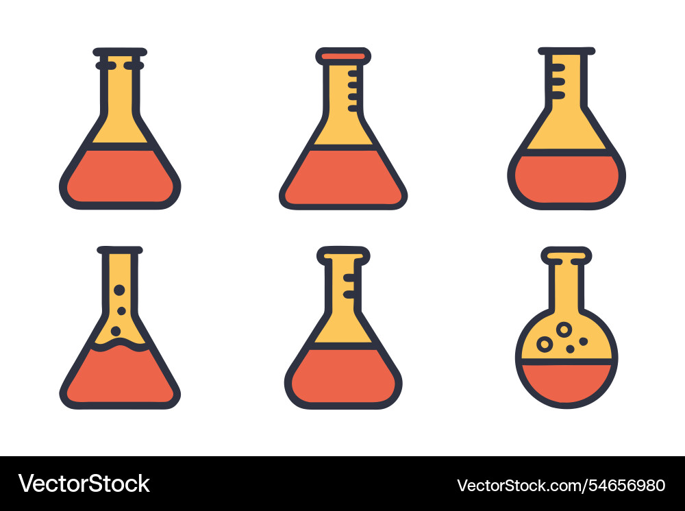 Laboratory flask icon set in silhouette style Laboratory flask icon set in silhouette style Vector Image