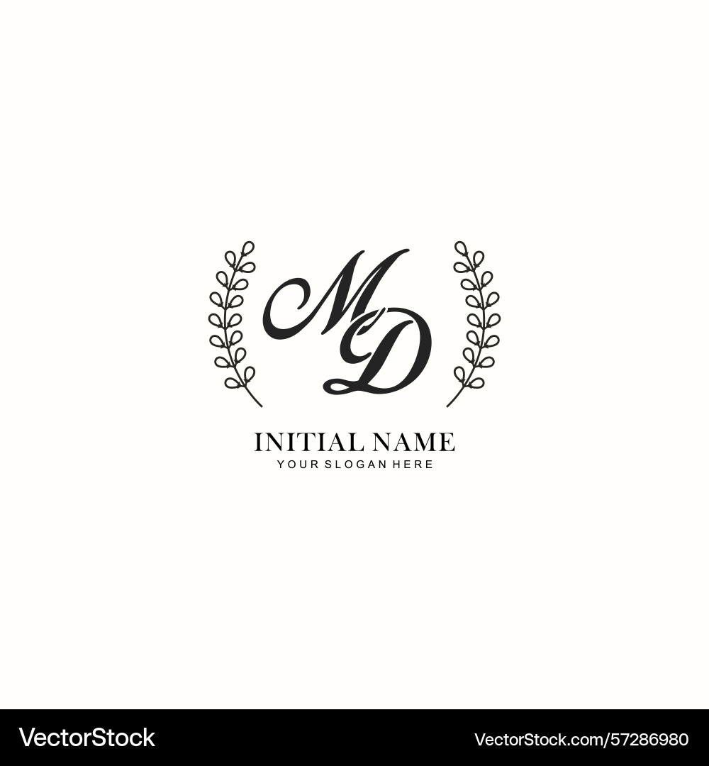 Md initial logo templates with botanical elements Vector Image
