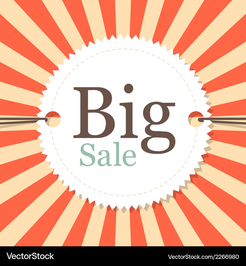 Retro Big Sale Tag - Red & Yellow Vector Image