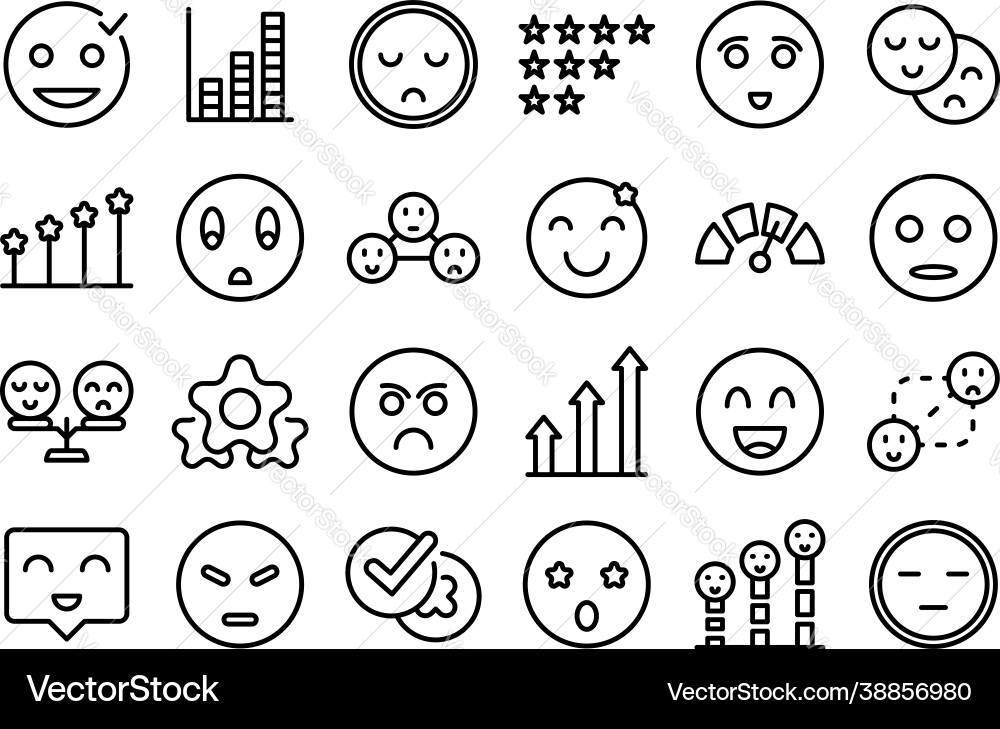 Satisfaction level icons set outline Satisfaction level icons set outline vector image