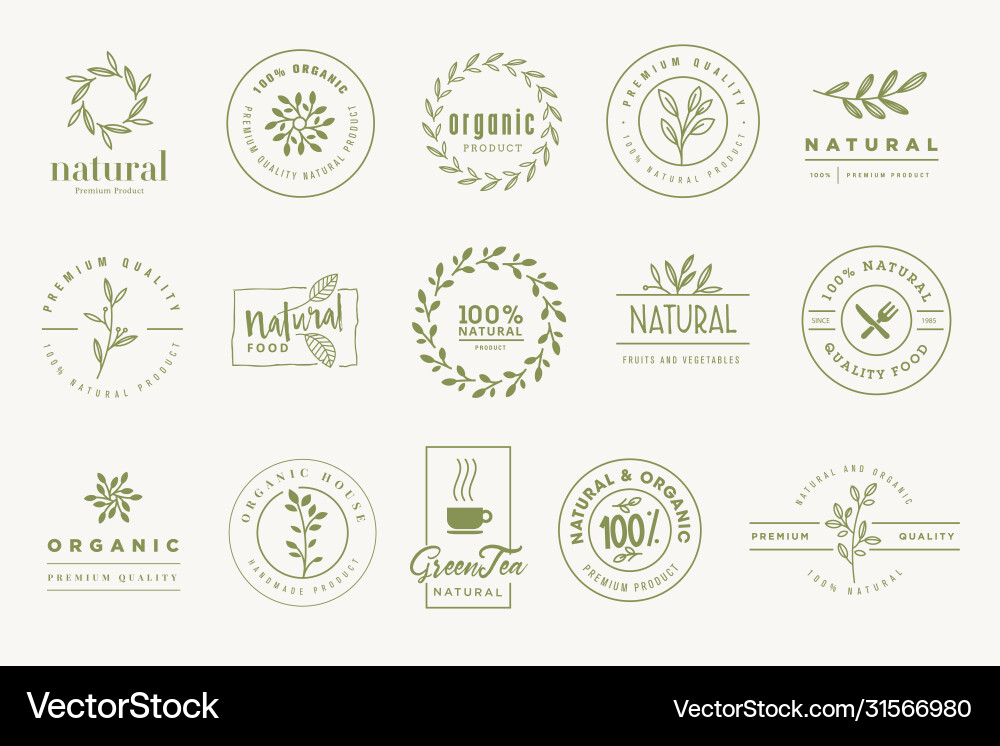 Set signs for organic and natural products Set signs for organic and natural products vector image