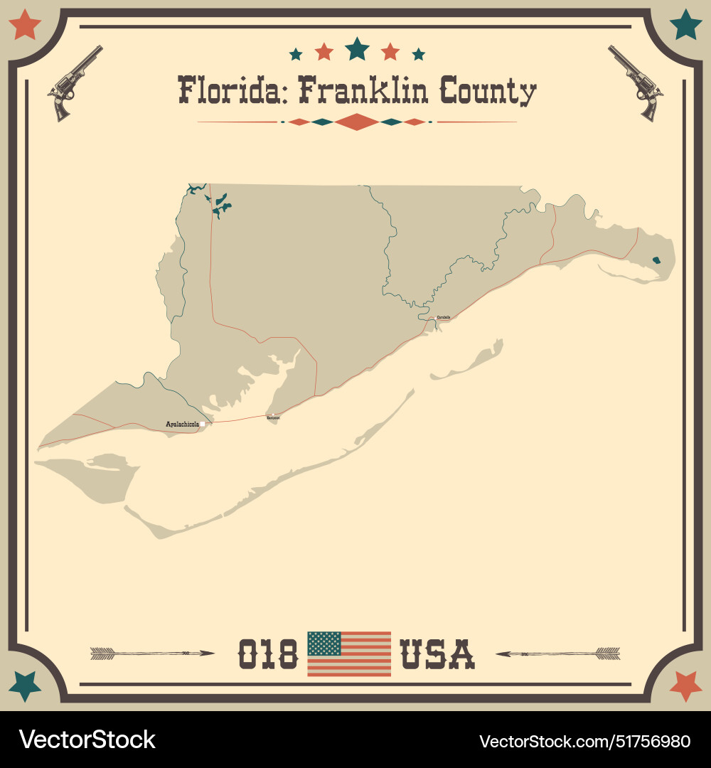 Vintage map of franklin county in florida usa Vintage map of franklin county in florida usa vector image
