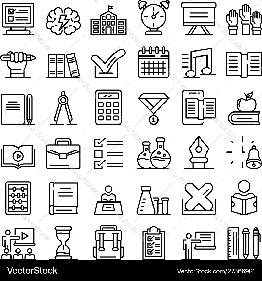 Lesson icons set outline style Lesson icons set outline style vector image