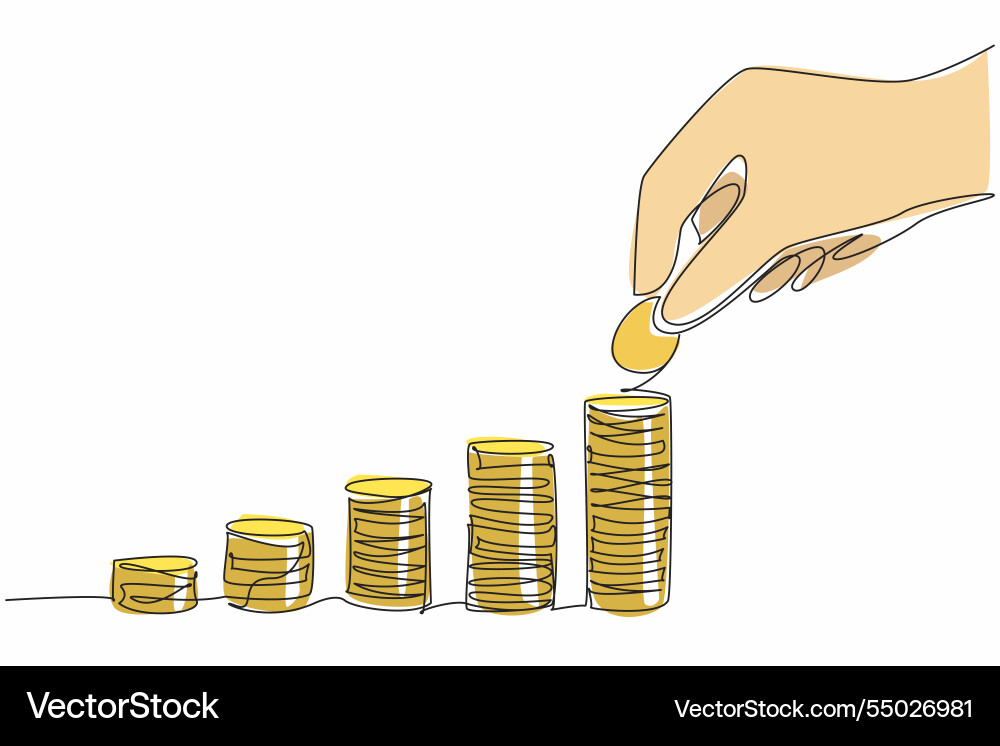 Single continuous line drawing 5 different stacks Single continuous line drawing 5 different stacks vector image