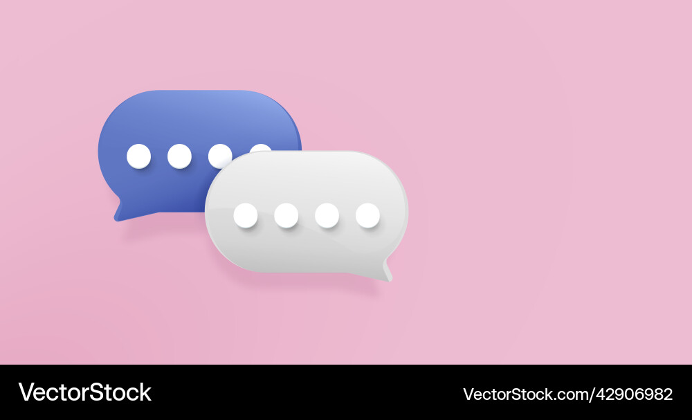 3d dialog speech bubble icons on pink background 3d dialog speech bubble icons on pink background vector image