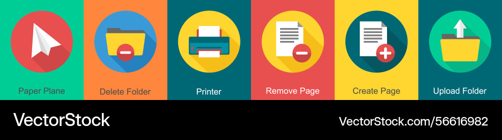A set of 6 user interface icons as paper plane vector image