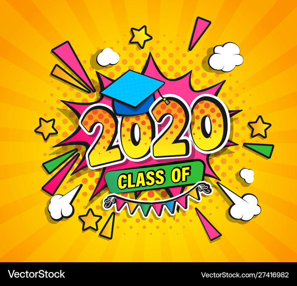 Class 2020 graduation banner vector image