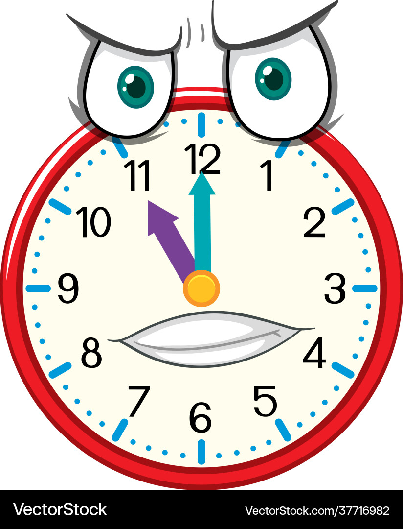 Clock Cartoon Charakter mit Gesichtsausdruck Clock Cartoon Charakter mit Gesichtsausdruck vektorbild