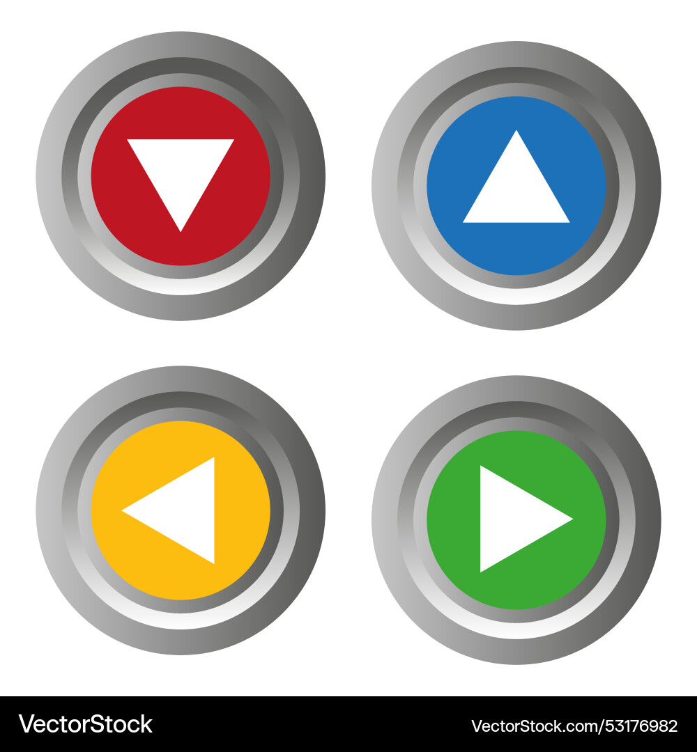 Flat button with arrow icon set Flat button with arrow icon set vector image